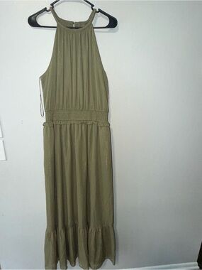 Olive Green Halter Maxi Dress